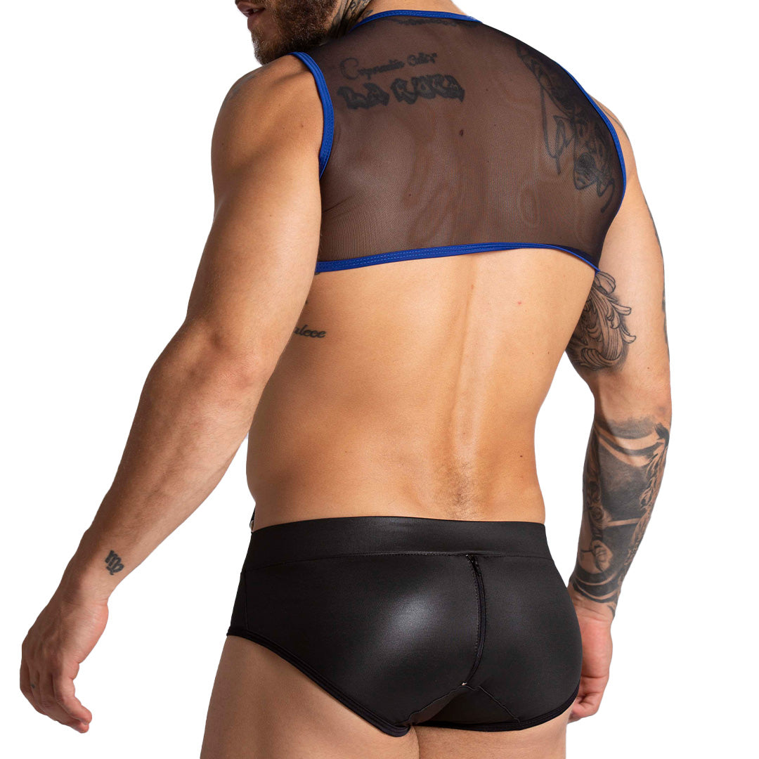 F FETISH BLUE HARNESS - Sexy black leather type harness for men