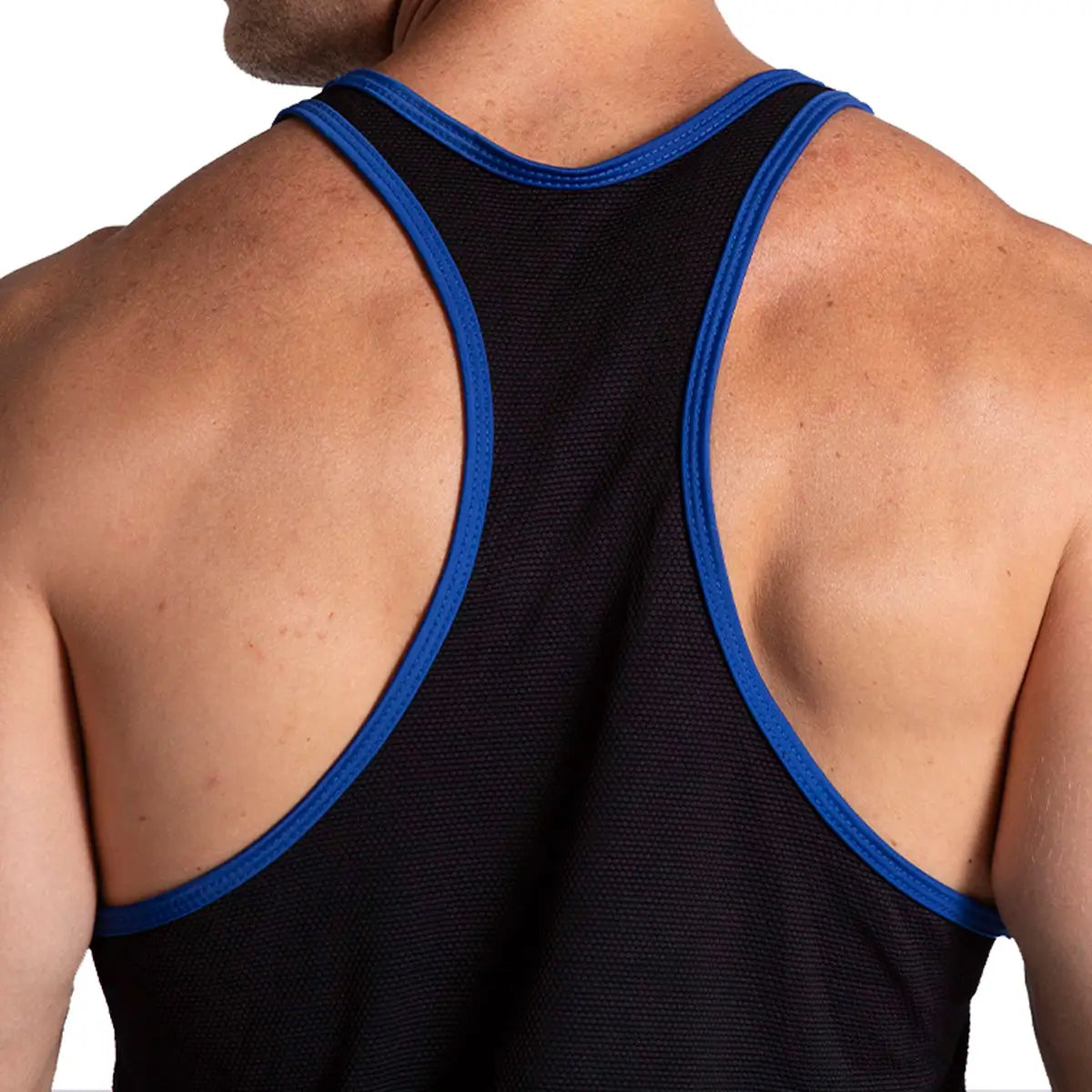 F FETISH BLUE TANK - Sexy men's black t-shirt, sleeveless shirt