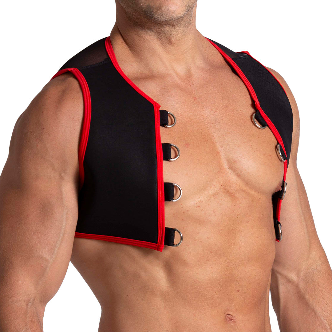 F FETISH RED HARNESS - Sexy black leather type harness for men