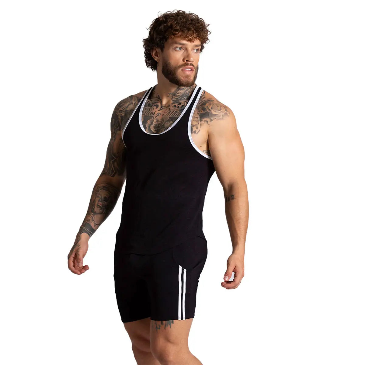 F FETISH WHITE TANK - Sexy men's black t-shirt, sleeveless shirt