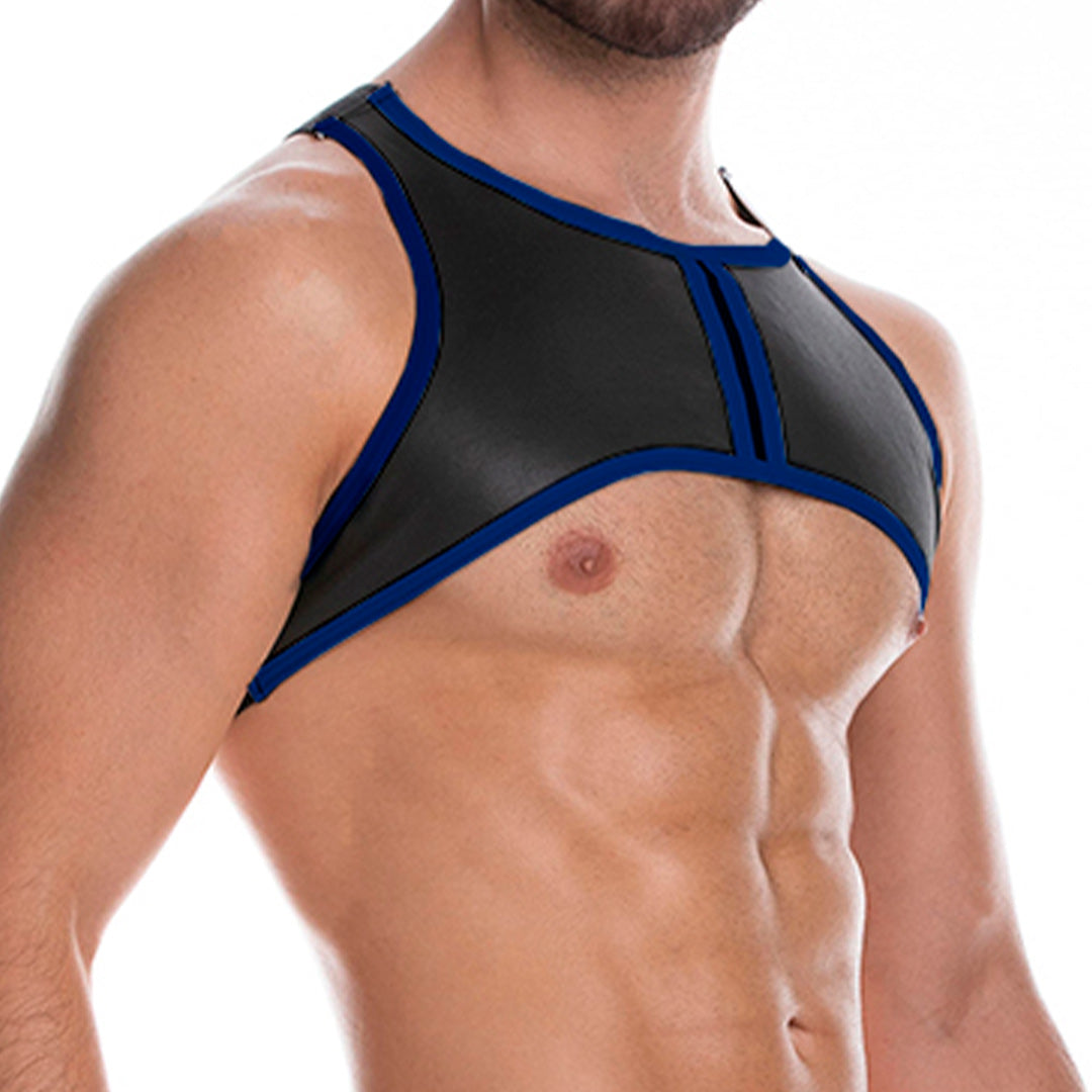 FETICHE BLUE HARNESS - Sexy black harness in leather-like fabric