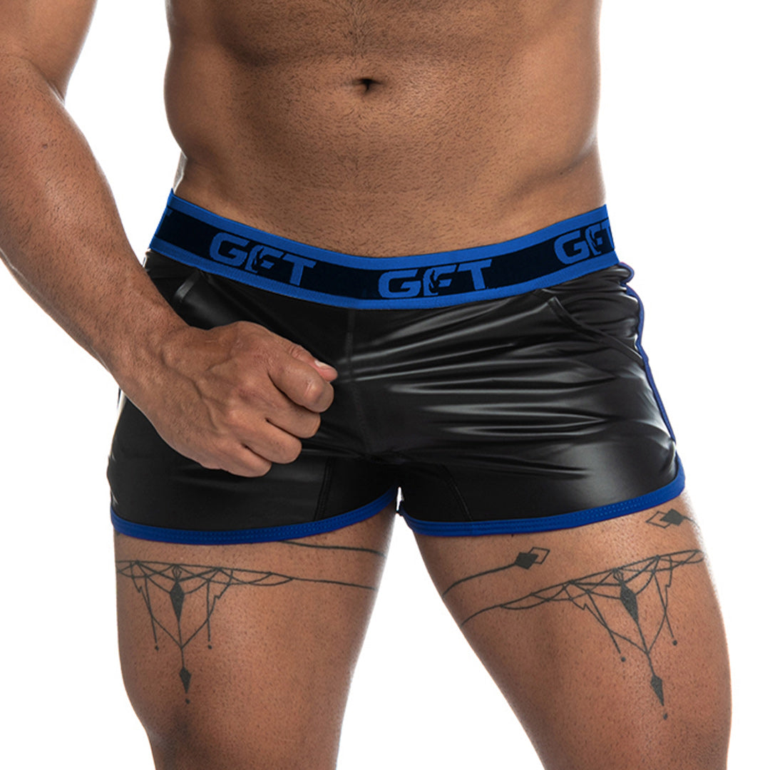 FETICHE BLUE SHORT - Sexy Black leather shorts for men