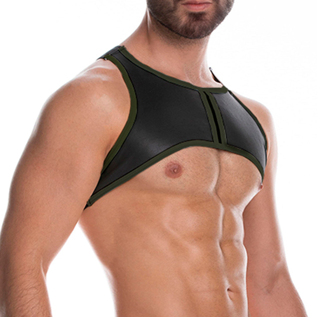 FETICHE GREEN HARNESS - Sexy black harness in leather-like fabric