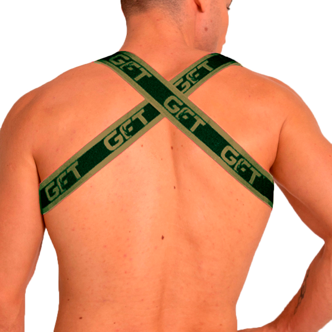 FETICHE GREEN HARNESS - Sexy black harness in leather-like fabric