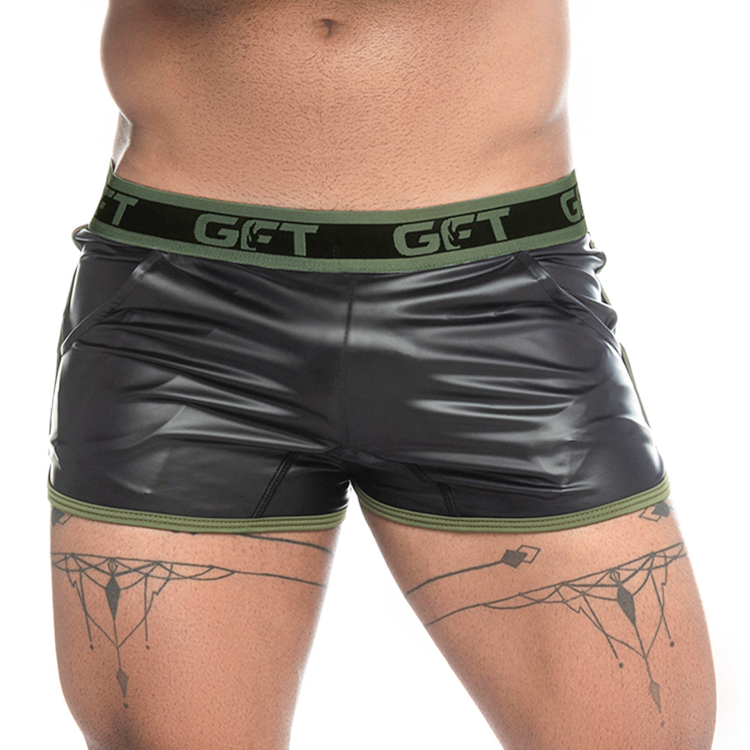 FETICHE GREEN SHORT - Sexy Black leather shorts for men