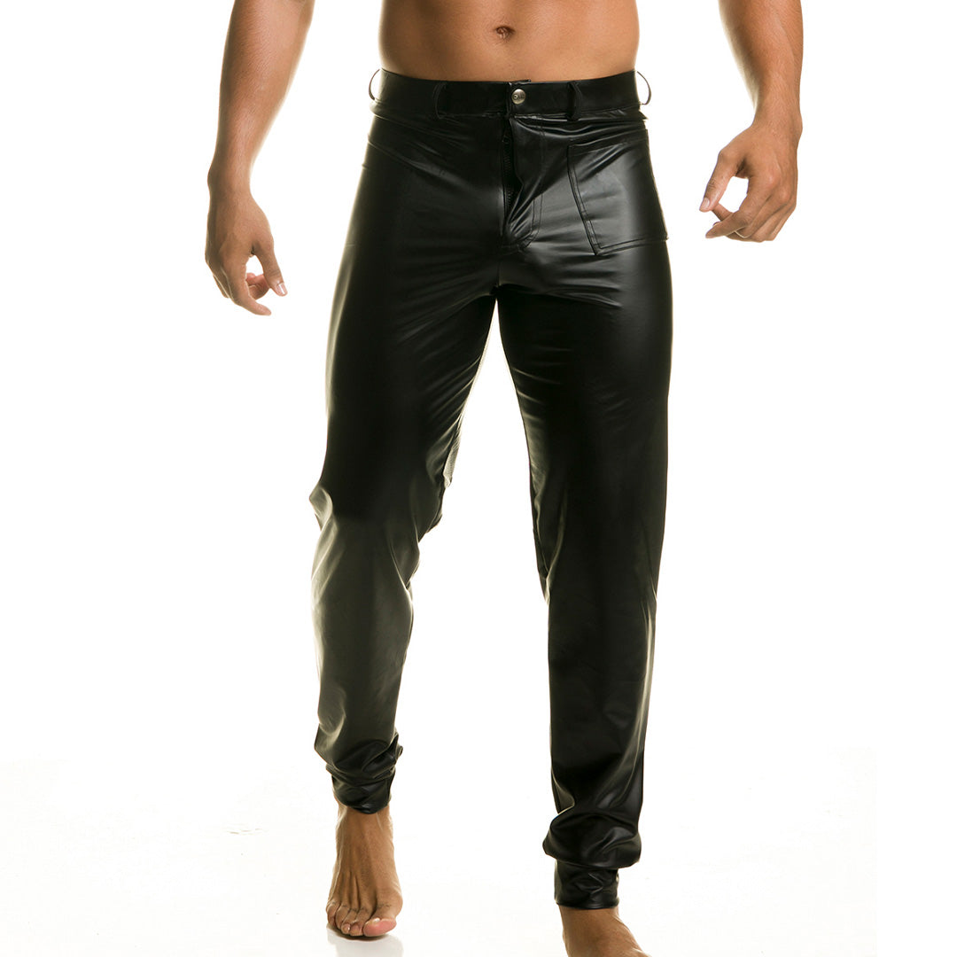 FETICHE PANTS - Sexy black trousers for men in leather type fabric