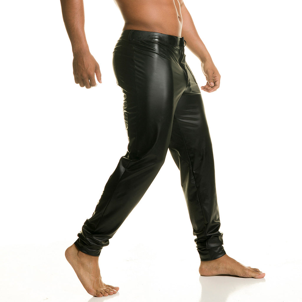 FETICHE PANTS - Sexy black trousers for men in leather type fabric