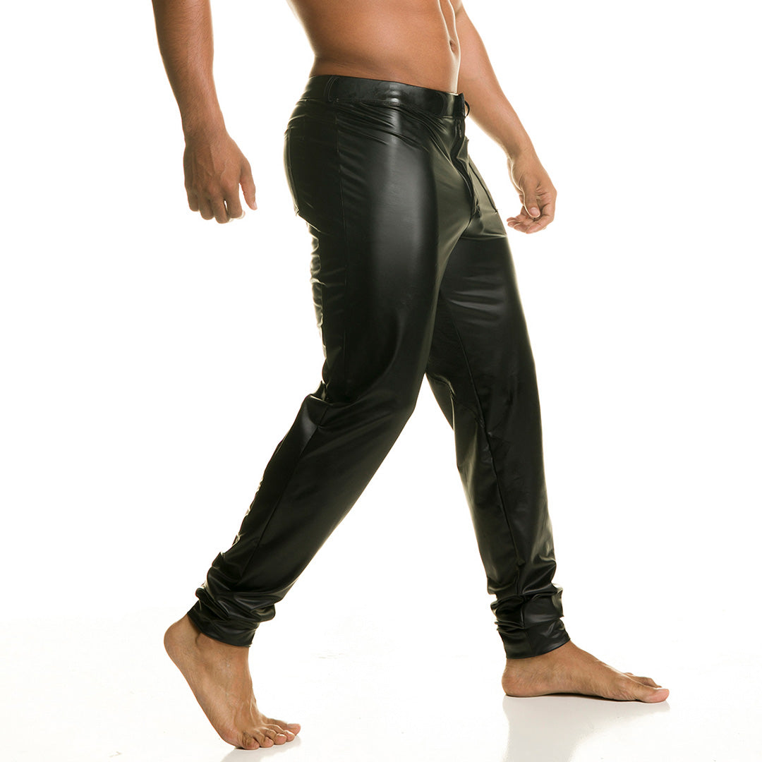 FETICHE PANTS - Sexy black trousers for men in leather type fabric