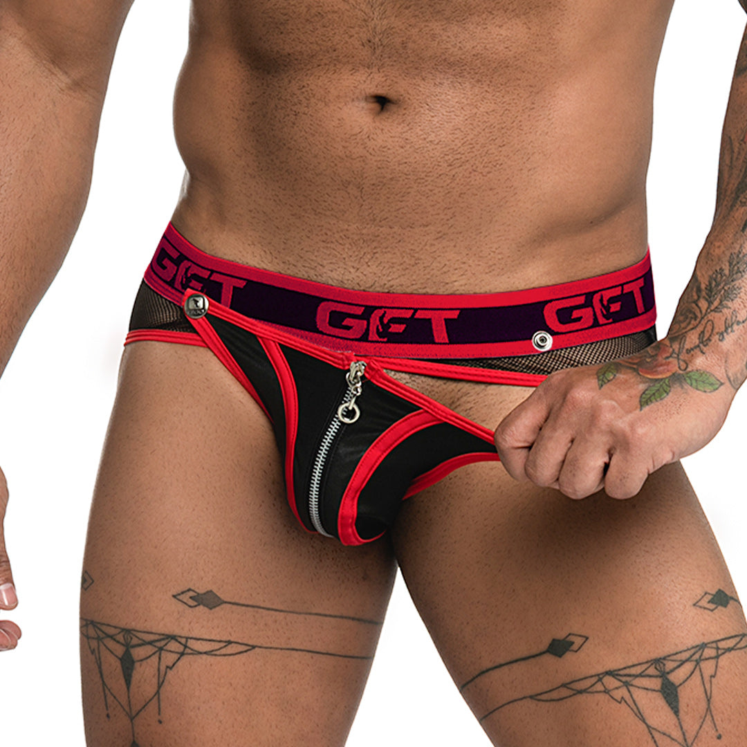 Gigo Fetiche Red Zipper Brief Jockstrap - DealByEthan.gay loves Gigo Underwear