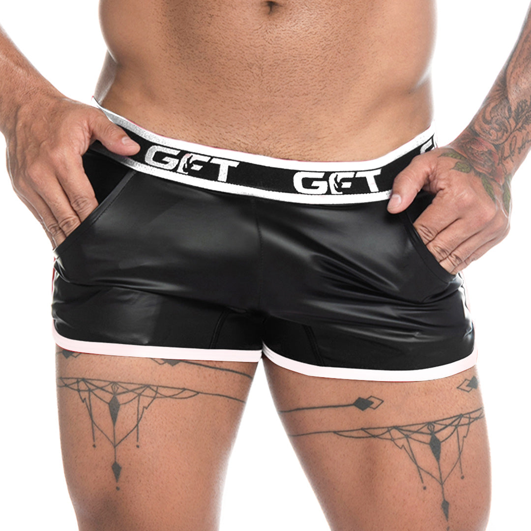 FETICHE WHITE SHORT - Sexy Black leather shorts for men