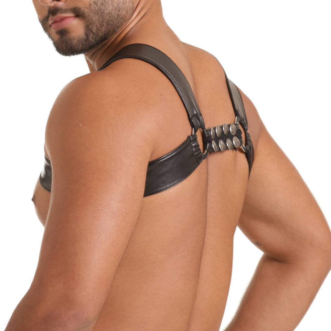 FETISH LEATHER HARNESS - Sexy black leather type harness for men
