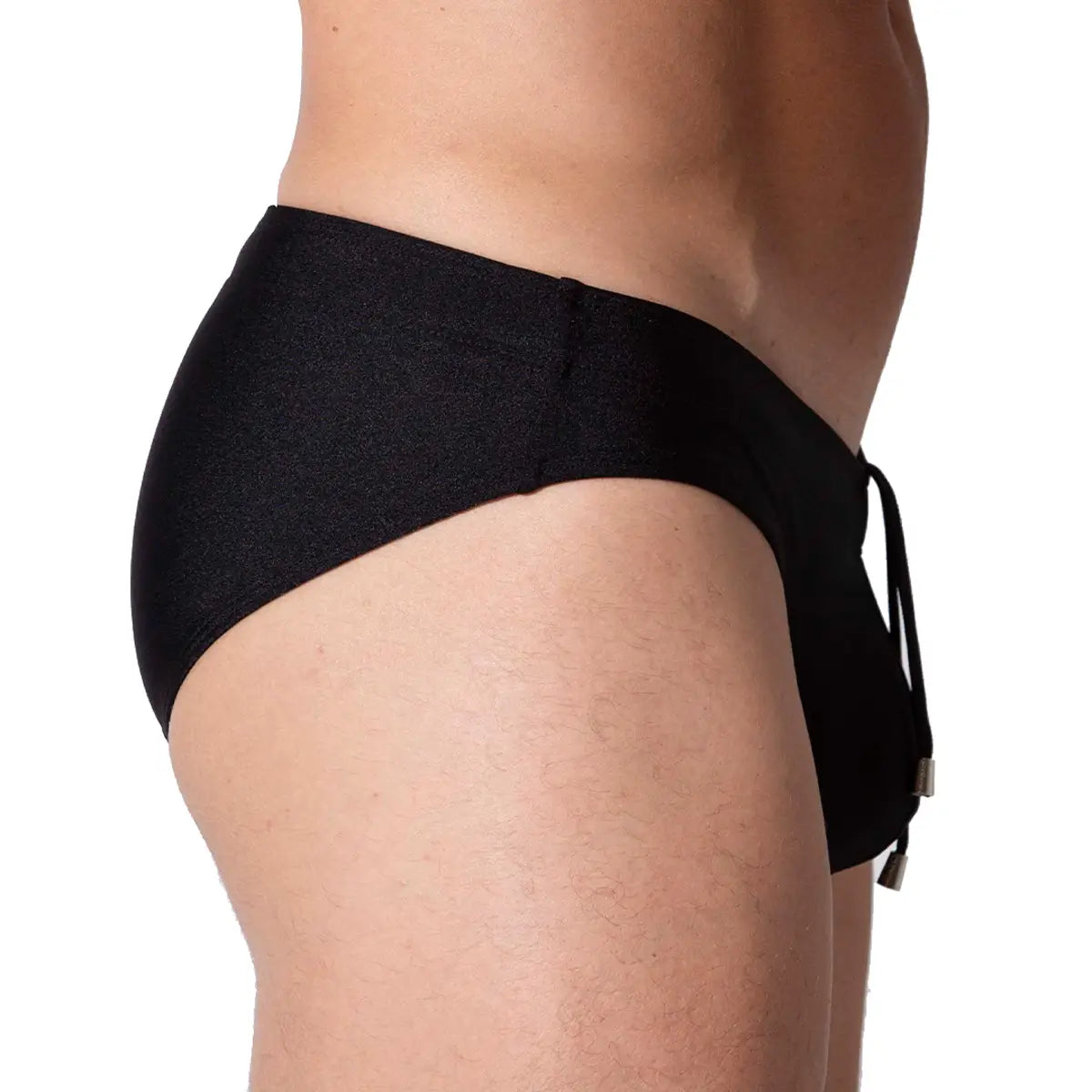 FLASHING BLACK SWIM BRIEF - Black swimsuit for men