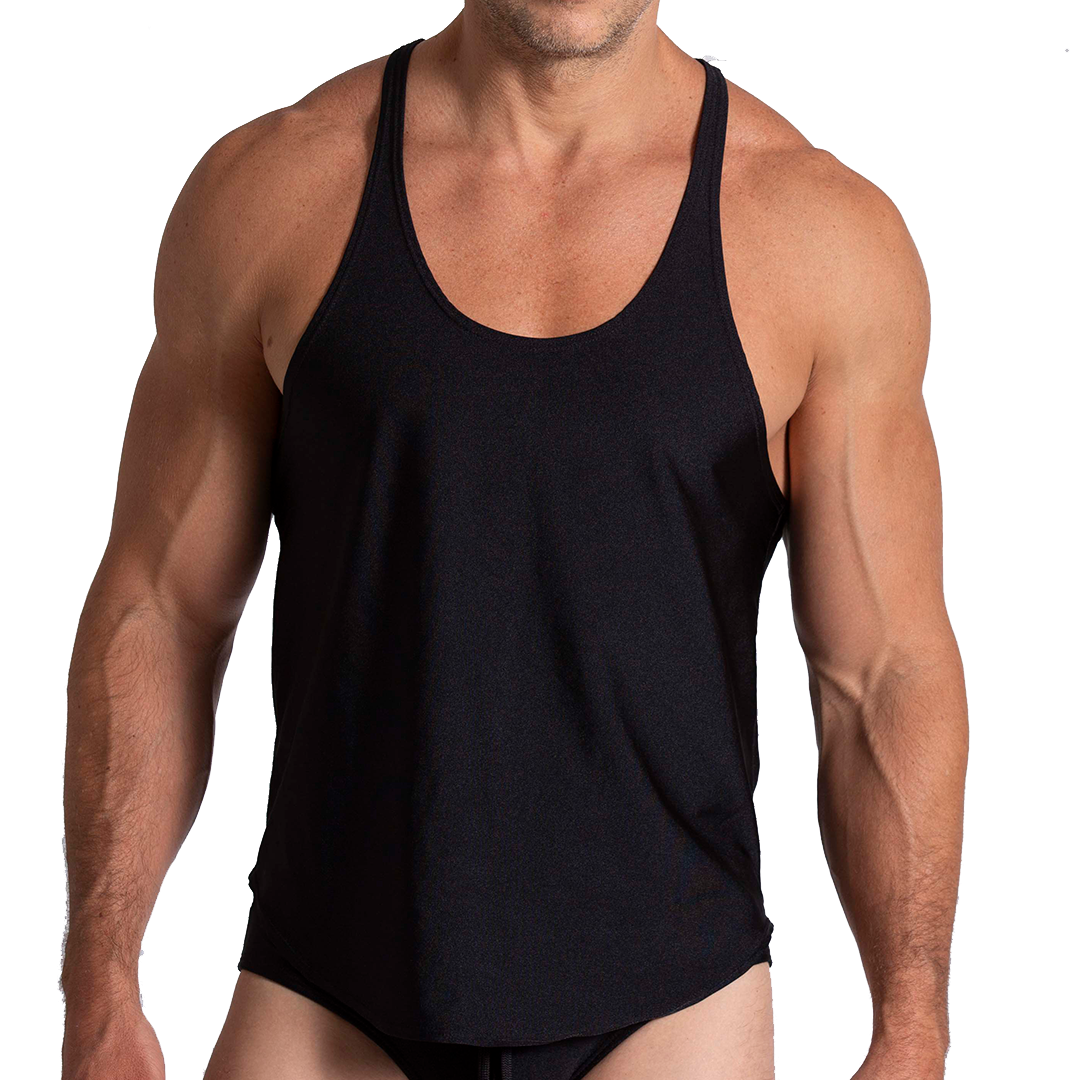 FLASHING BLACK TANK - Sexy men's black t-shirt, sleeveless shirt
