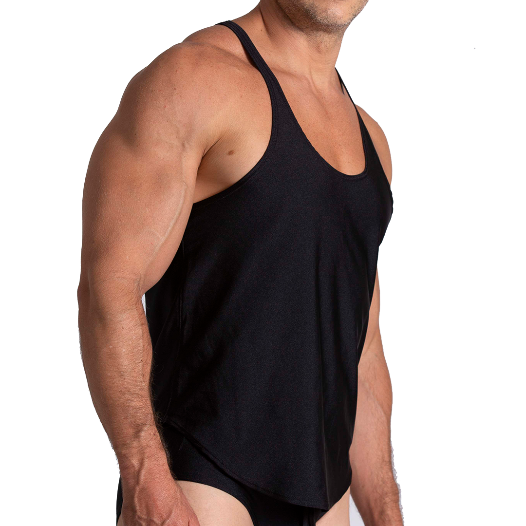 FLASHING BLACK TANK - Sexy men's black t-shirt, sleeveless shirt