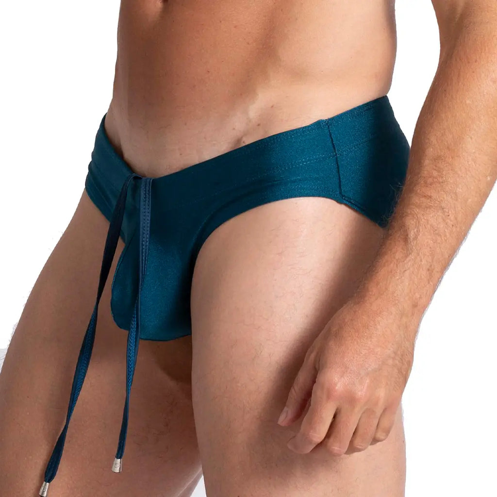 FLASHING GREEN SWIM BRIEF - Military green swim trunks for men