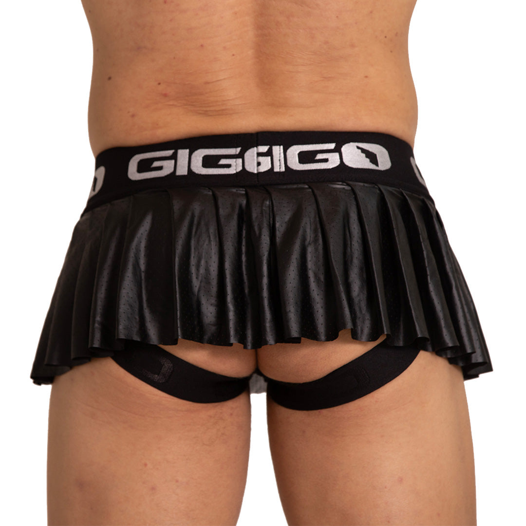 FOAMY JOCKSKIRT - Black underwear for men combined with imitation skirt, sexy men's jockstrap with cup that allows for enhancement