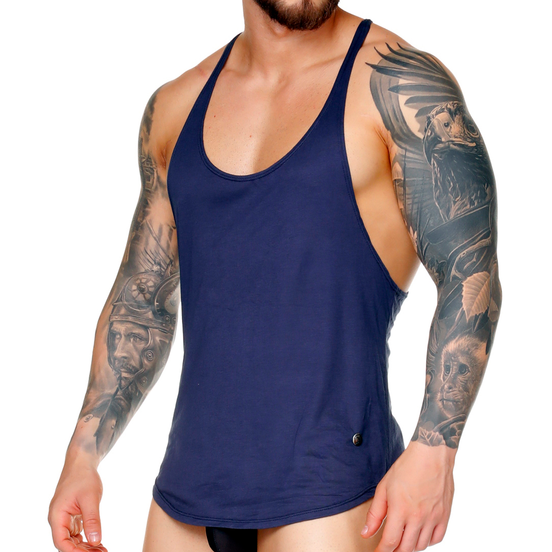 FOREVER DARK BLUE TANK - Sexy dark blue t-shirt for men, sleeveless t-shirt