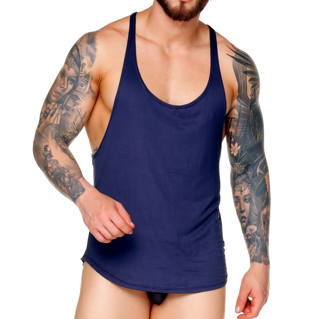 FOREVER DARK BLUE TANK - Sexy dark blue t-shirt for men, sleeveless t-shirt