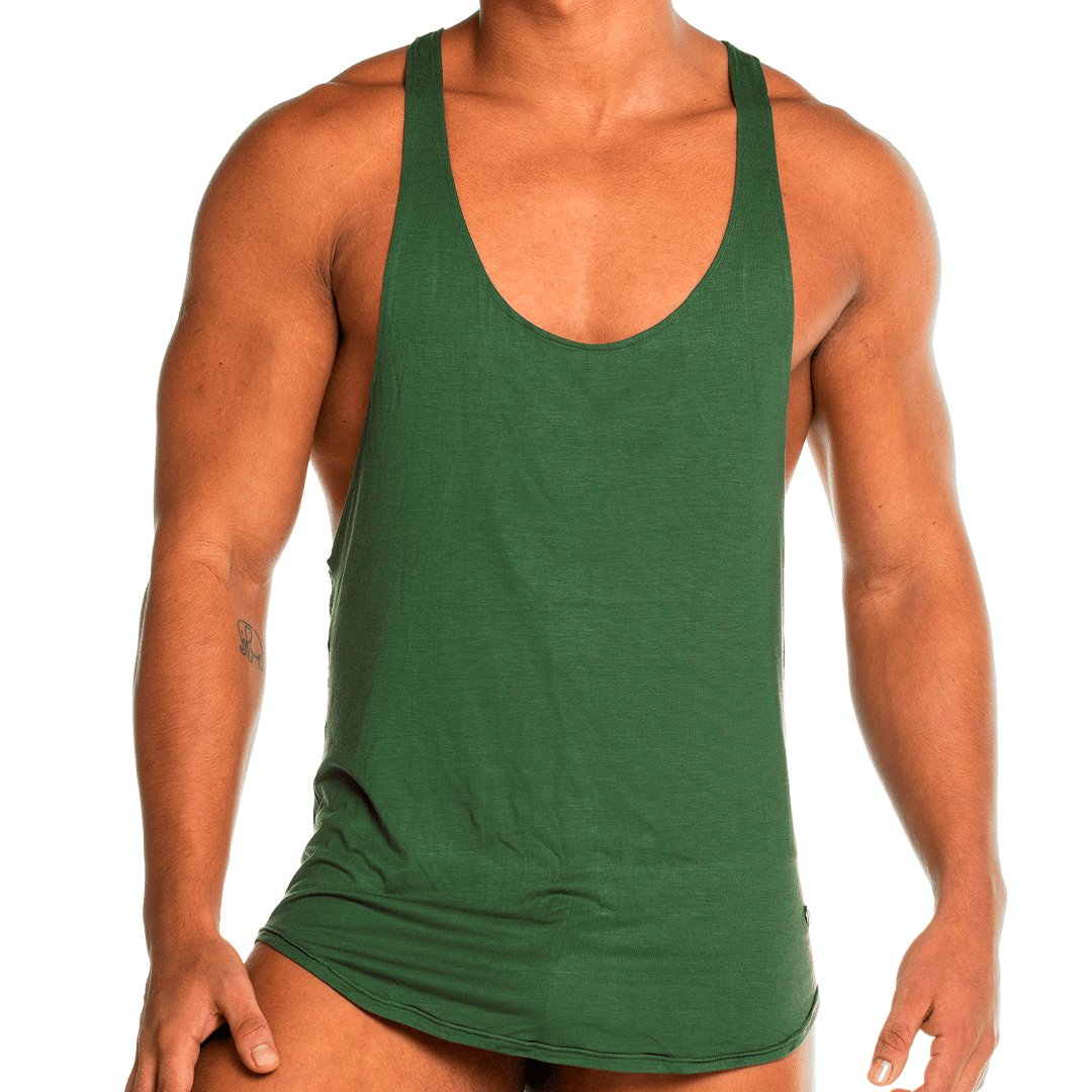 FOREVER GREEN TANK - Sexy olive green t-shirt for men, sleeveless t-shirt