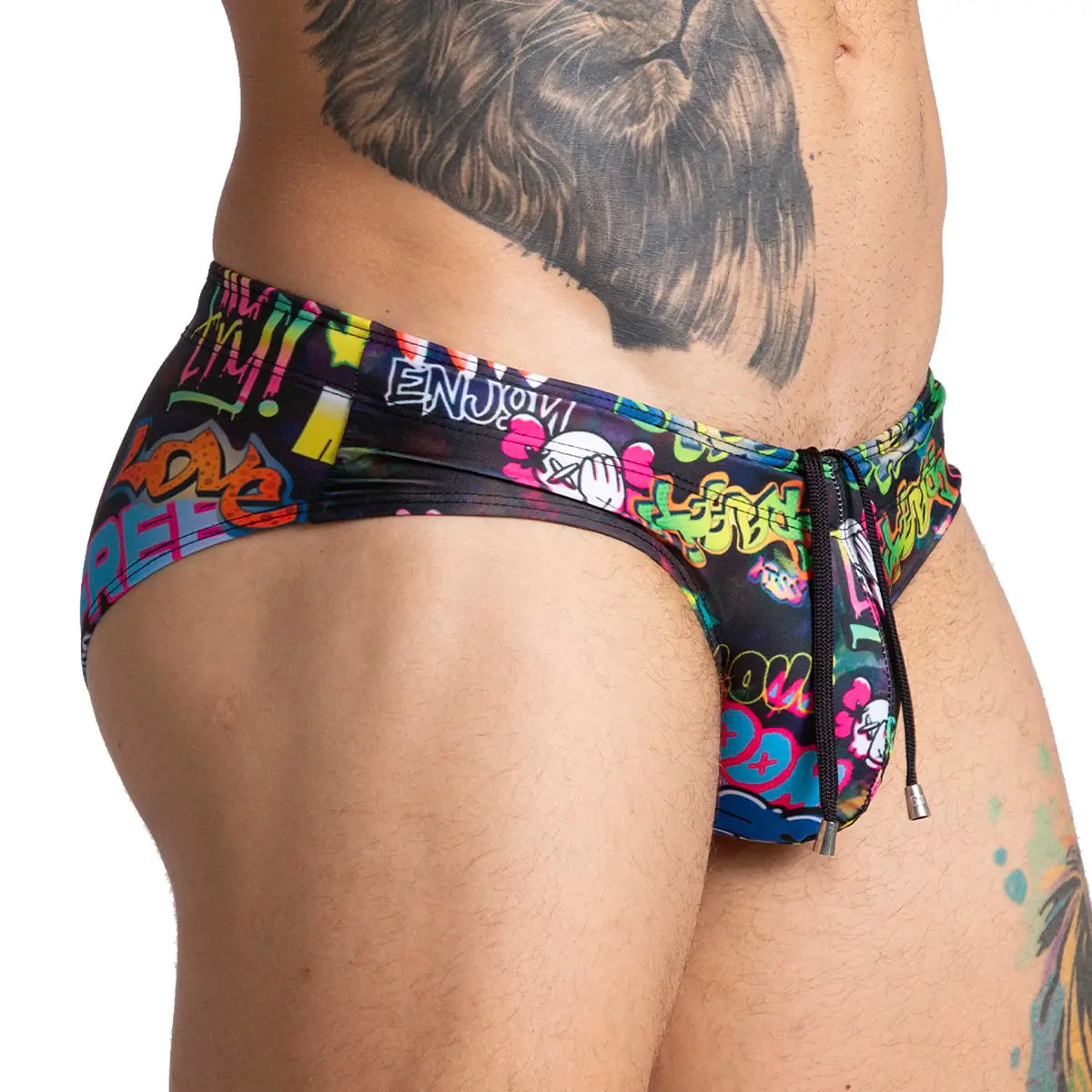 GRAFFITI SWIM BRIEF - Men's printed swimsuit thong
