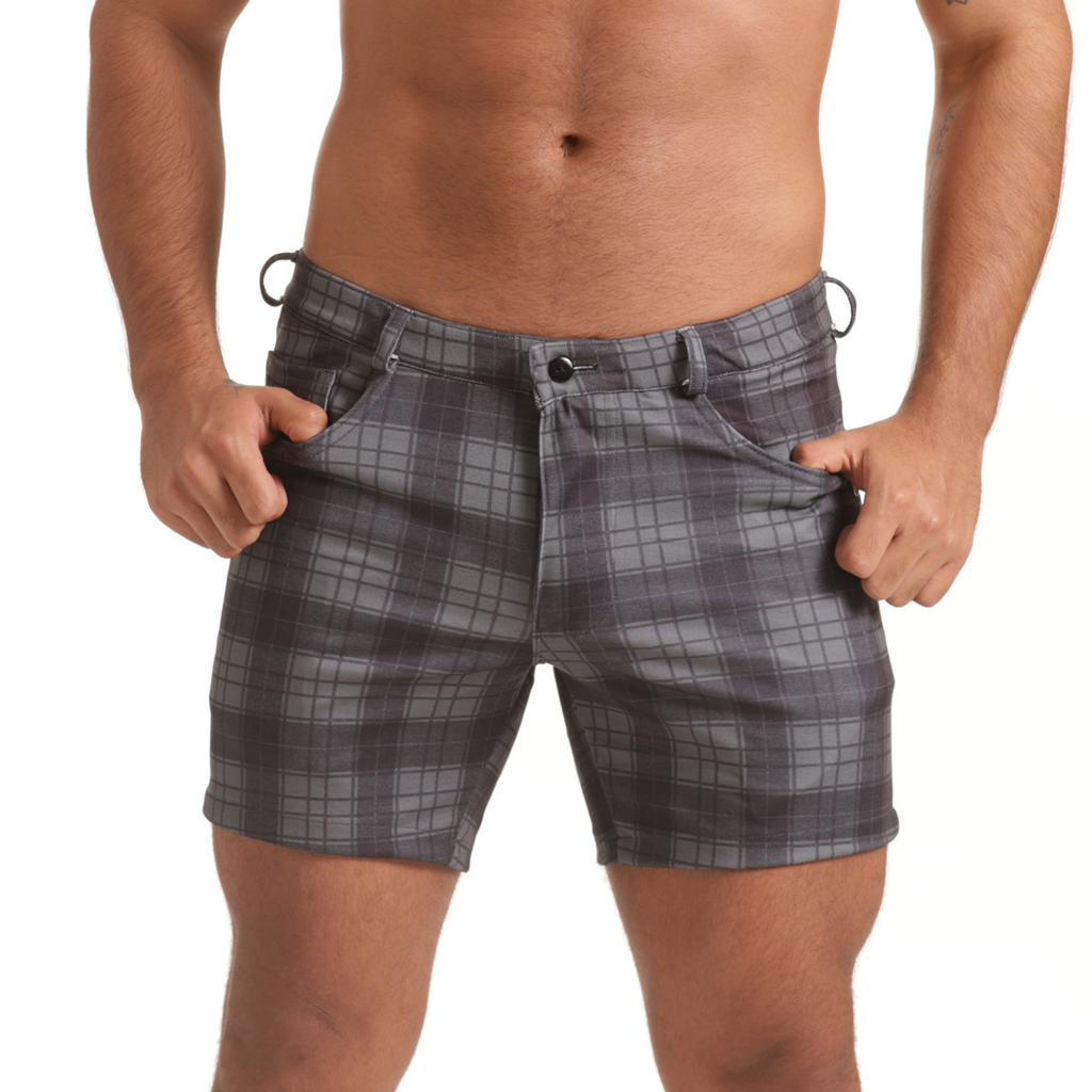 HARVARD GRAY SHORT - Men's formal checkered shorts