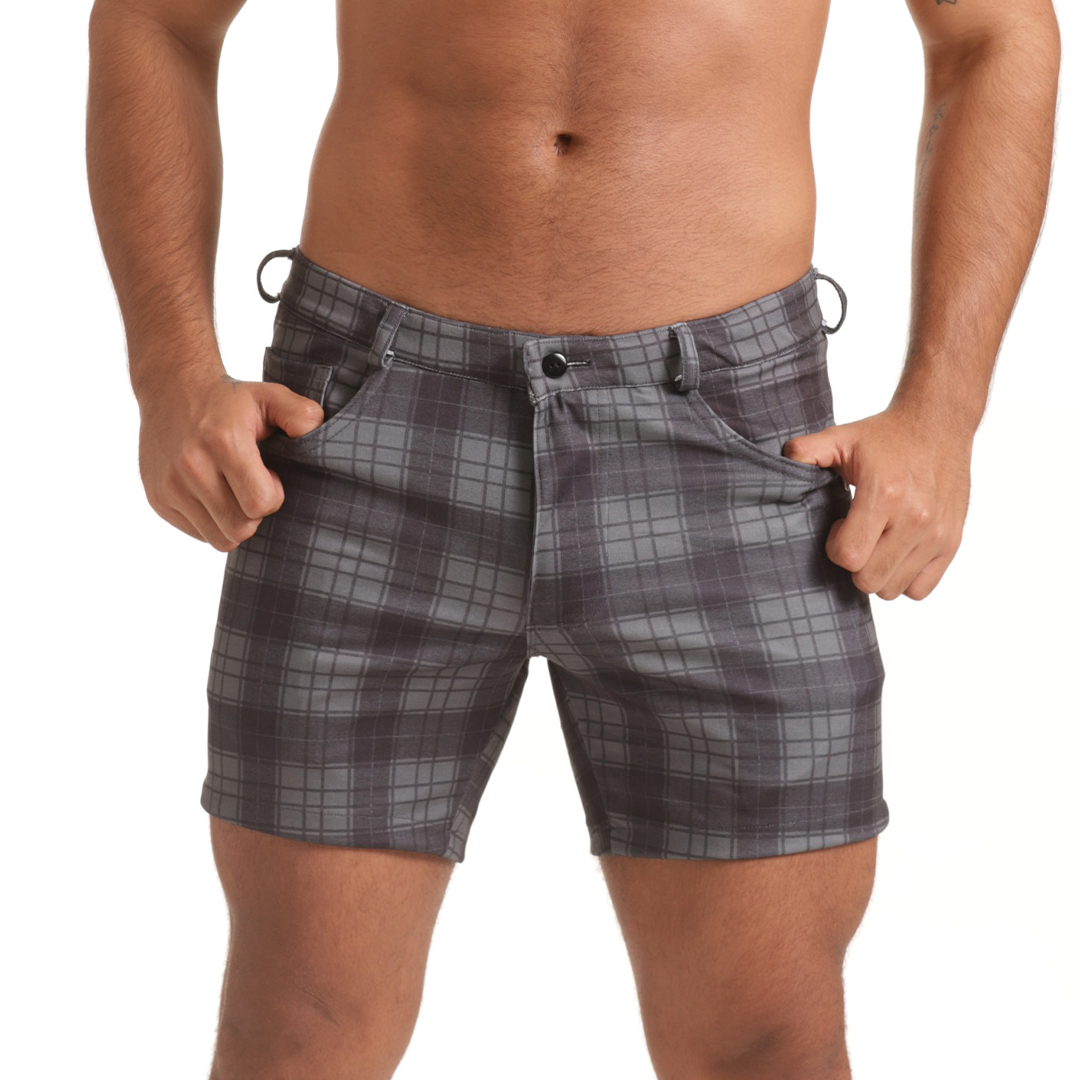 HARVARD GRAY SHORT - Men's formal checkered shorts