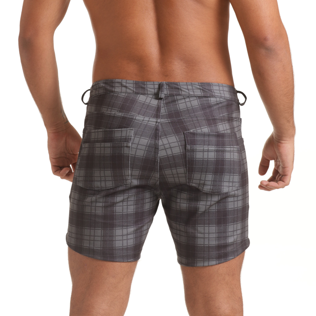 HARVARD GRAY SHORT - Men's formal checkered shorts