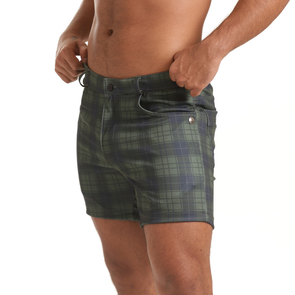 HARVARD GREEN SHORT - Men's formal checkered shorts