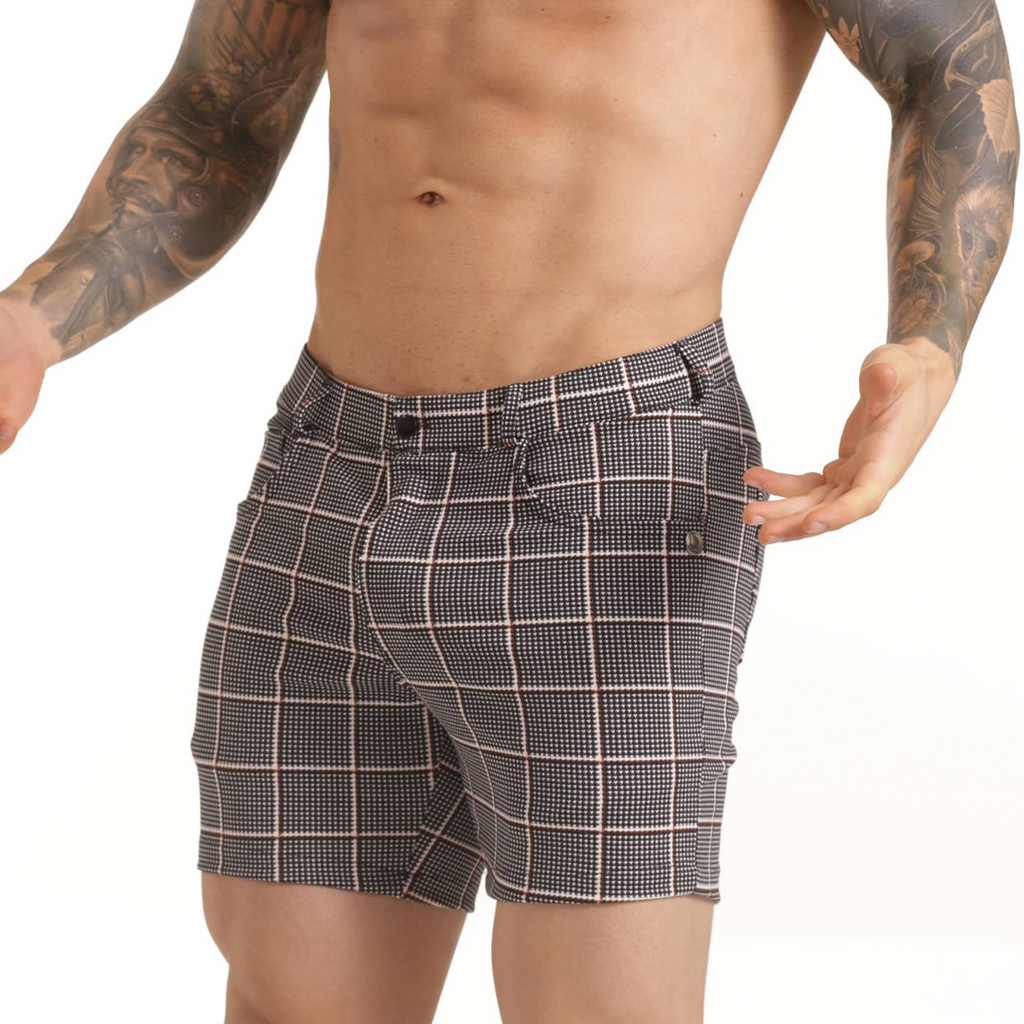 HARVARD RED SHORT - Men's formal checkered shorts