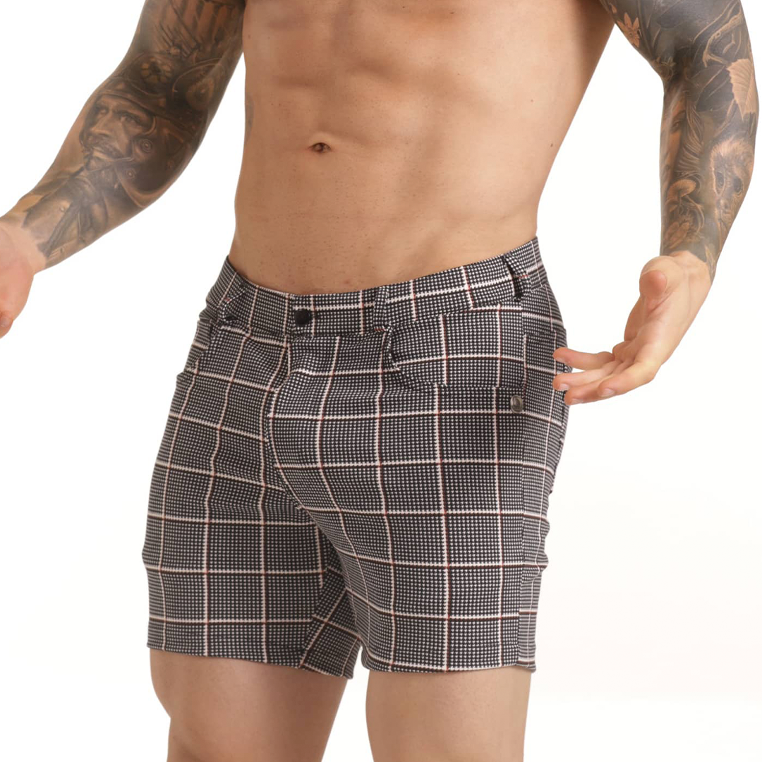 HARVARD RED SHORT - Men's formal checkered shorts