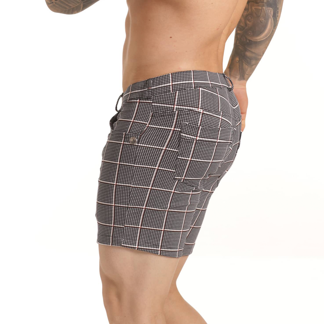 HARVARD RED SHORT - Men's formal checkered shorts