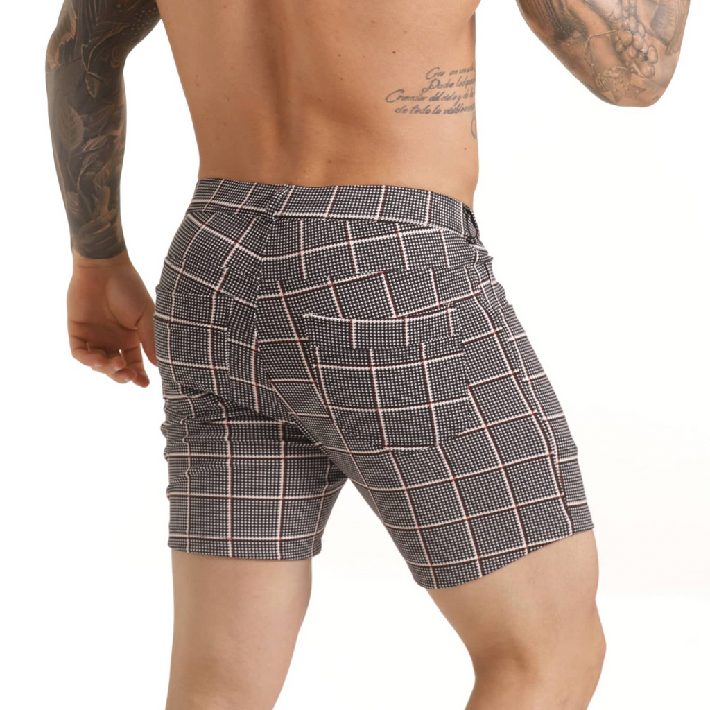 HARVARD RED SHORT - Men's formal checkered shorts