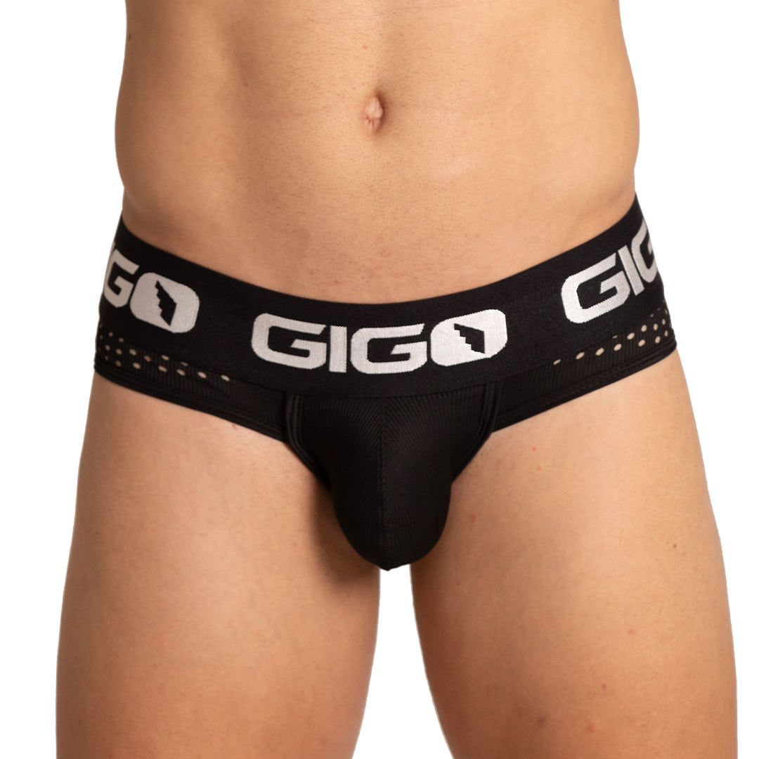 HIBRID BLACK BRIEF JOCK - Men's black underwear, sexy jockstrap for men