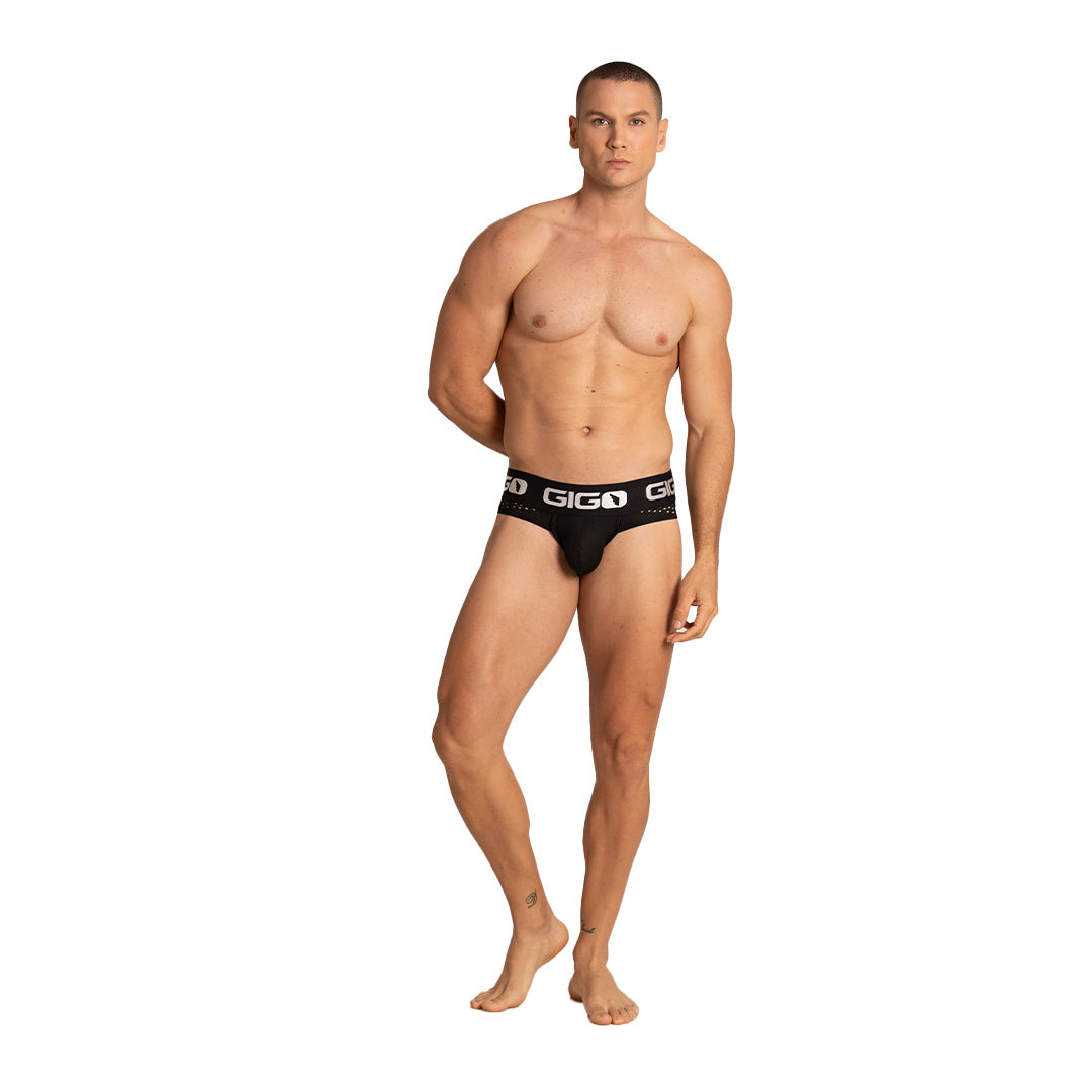 HIBRID BLACK BRIEF JOCK - Men's black underwear, sexy jockstrap for men