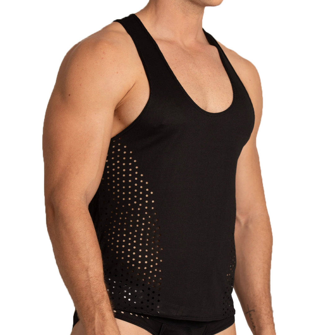 HIBRID BLACK TANK - Sexy men's black t-shirt, sleeveless shirt