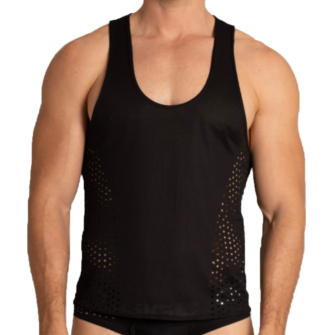 HIBRID BLACK TANK - Sexy men's black t-shirt, sleeveless shirt