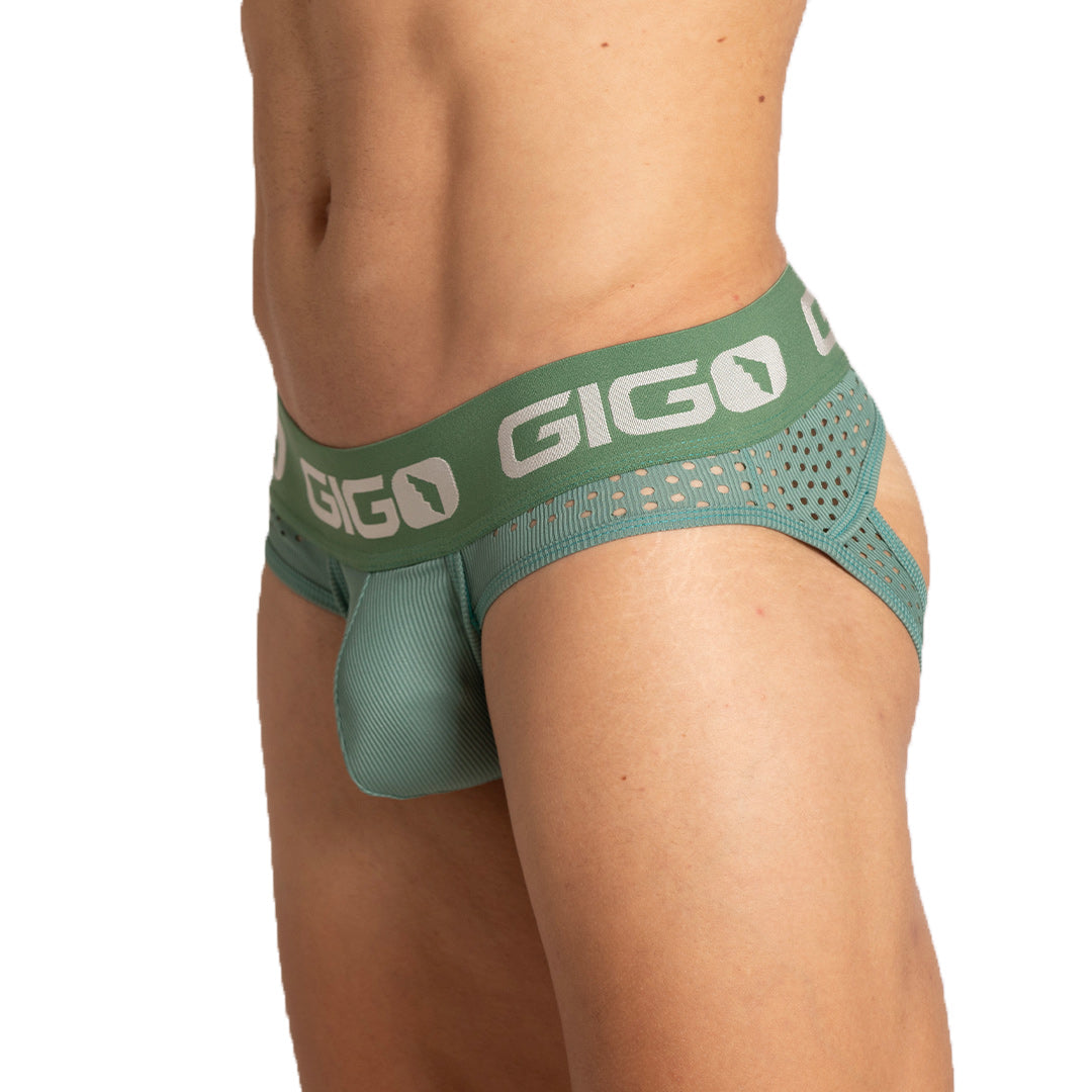 HIBRID GREEN BRIEF JOCK - Men's green underwear, sexy jockstrap for men