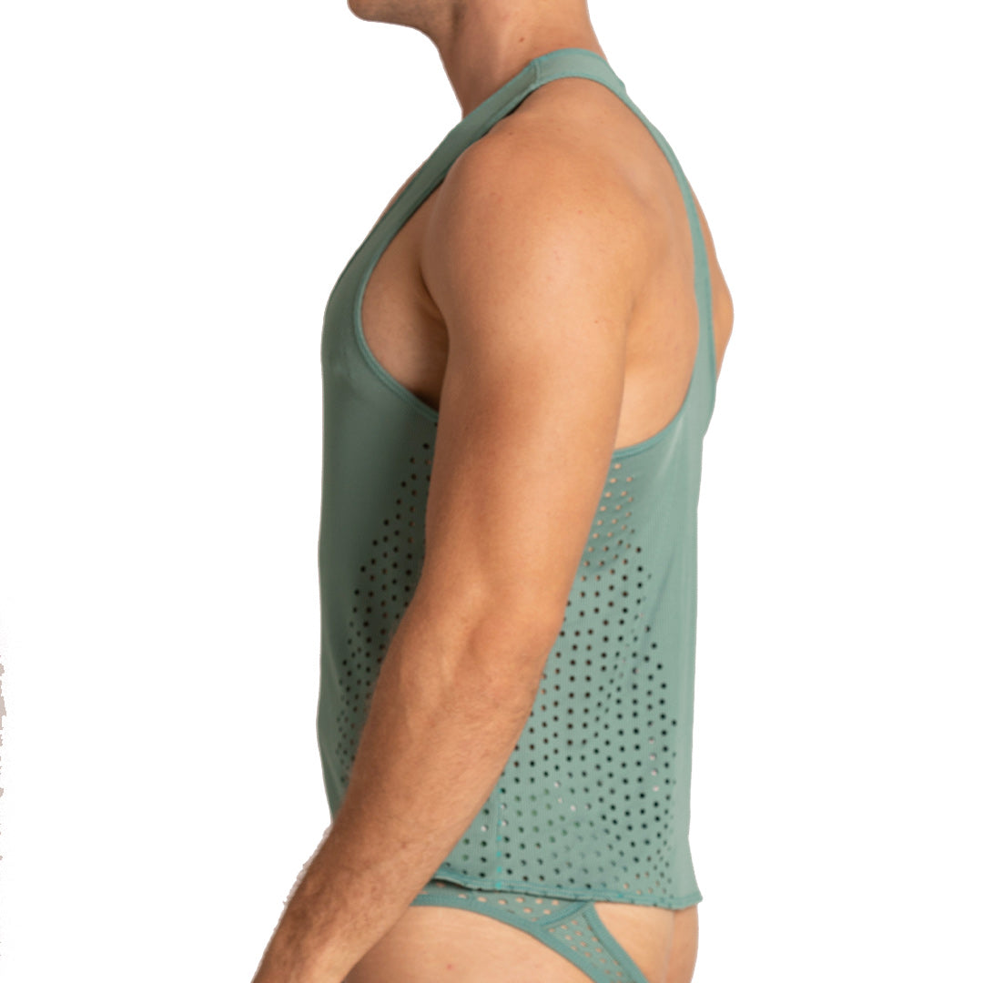 HIBRID GREEN TANK - Sexy men's green t-shirt, sleeveless shirt