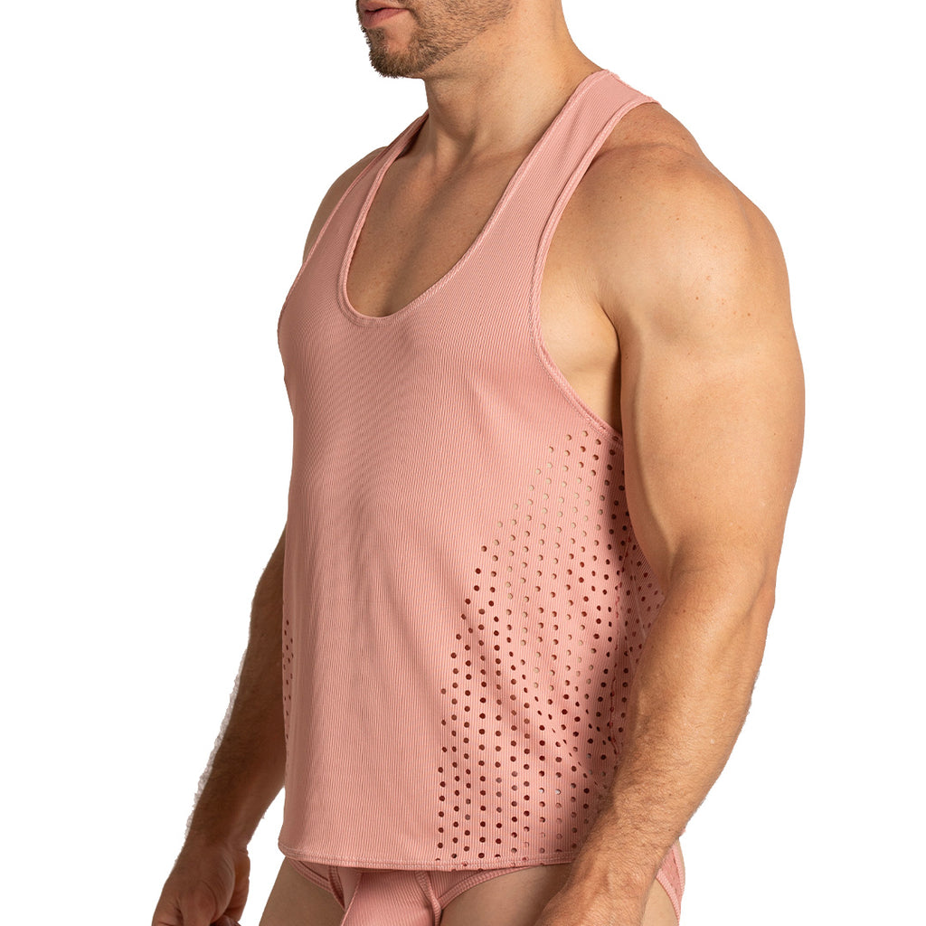 HIBRID NUDE TANK - Sexy men's pink t-shirt, sleeveless shirt