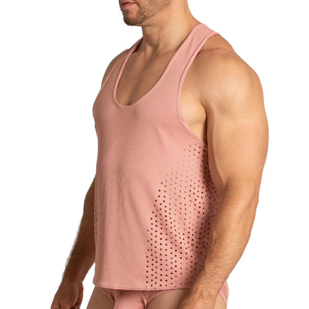 HIBRID NUDE TANK - Sexy men's pink t-shirt, sleeveless shirt