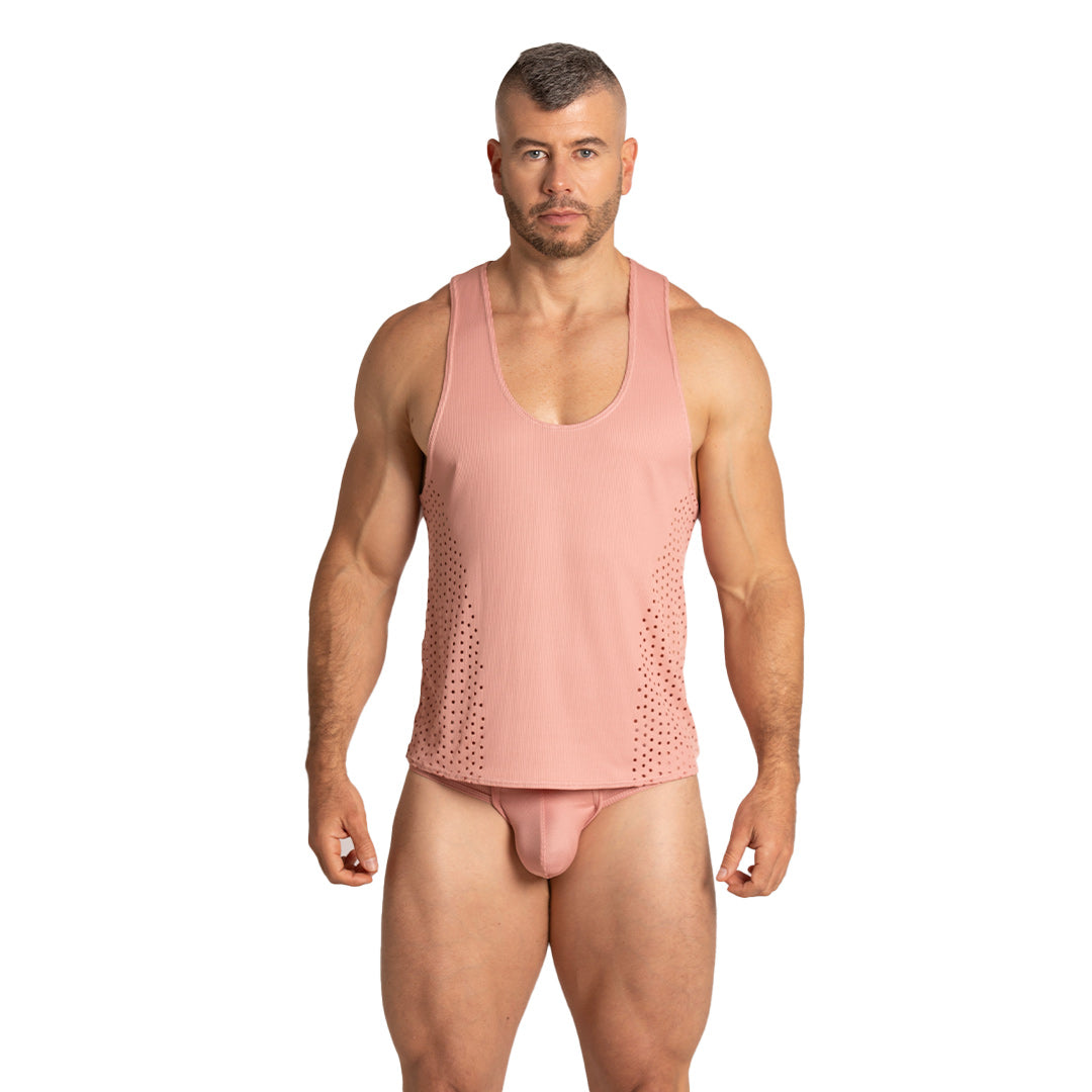 HIBRID NUDE TANK - Sexy men's pink t-shirt, sleeveless shirt