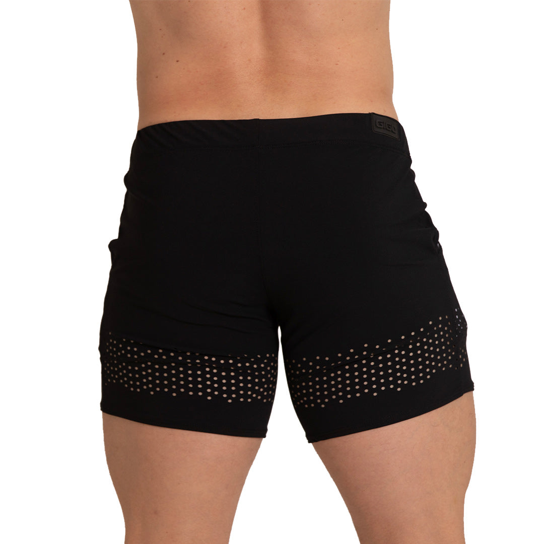 HOLE BLACK BEACHWEAR - Men's black swim trunks, beach trunks