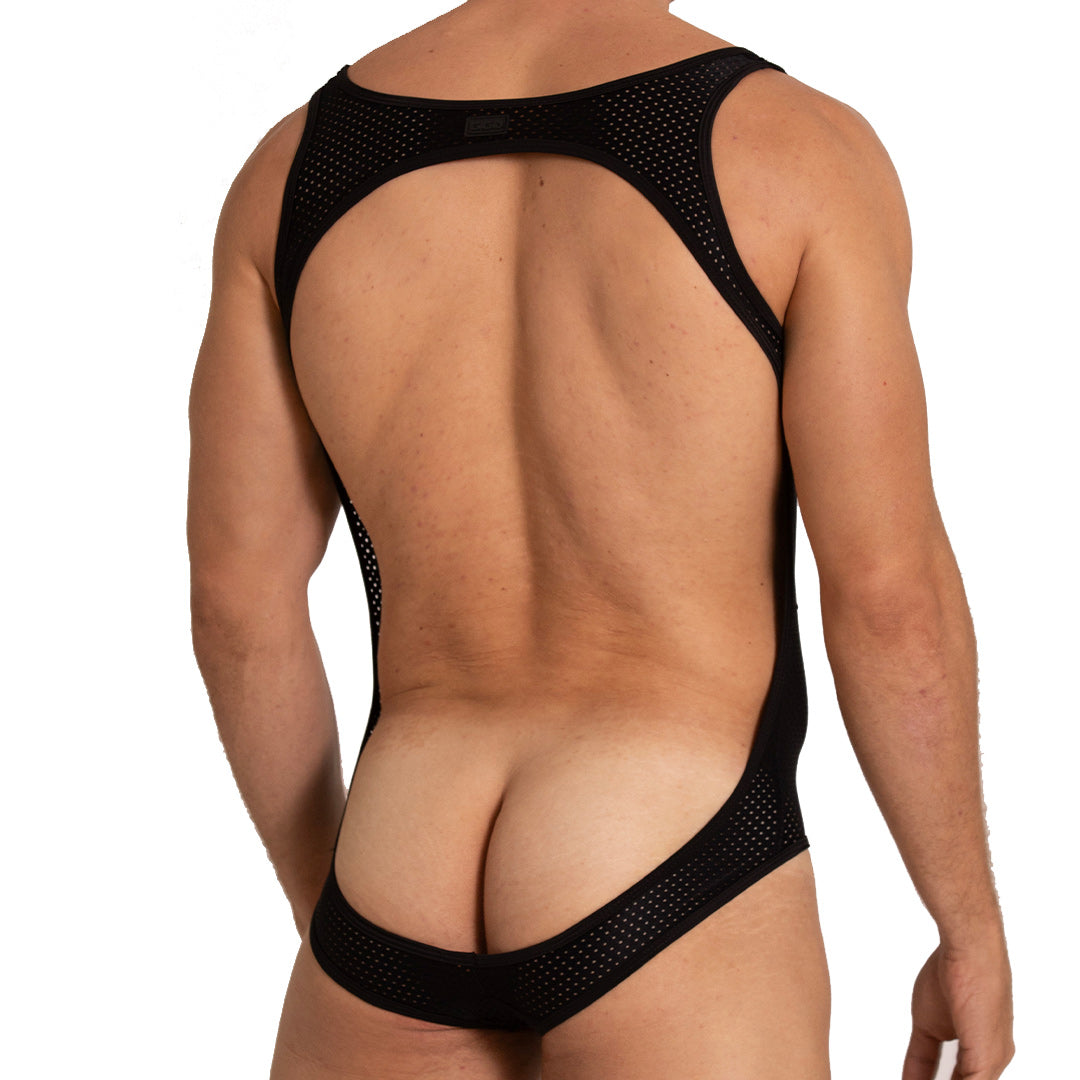 HOLE BLACK BODY - Sexy black bodysuit for men
