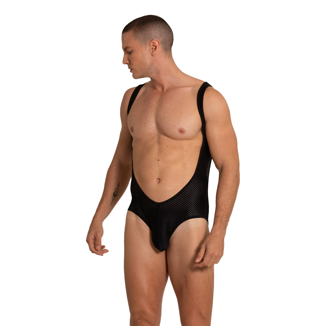 HOLE BLACK BODY - Sexy black bodysuit for men