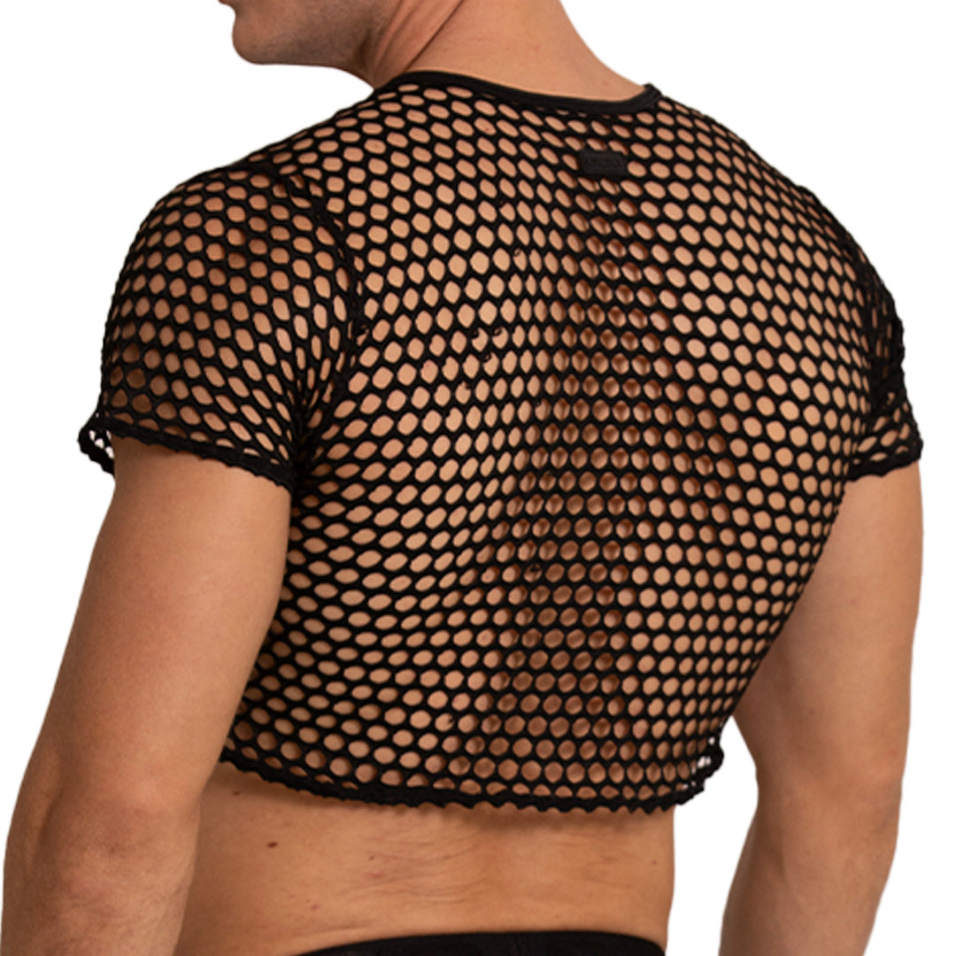 HOLE BLACK CROOP TOP - Sexy black hole croop top for men, men's shirt
