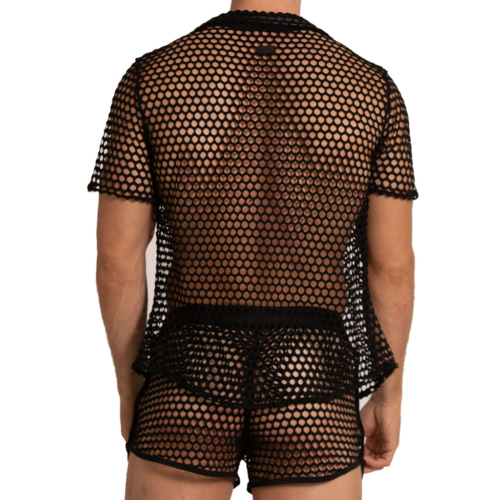 HOLE BLACK SHIRT - Men's black Shirt, Beach Shirt, Beach Shirt with holes