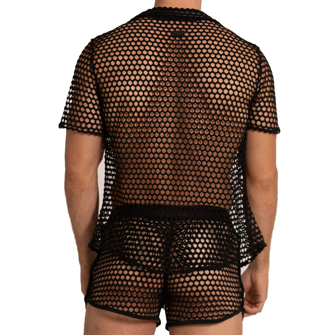 HOLE BLACK SHIRT - Men's black Shirt, Beach Shirt, Beach Shirt with holes