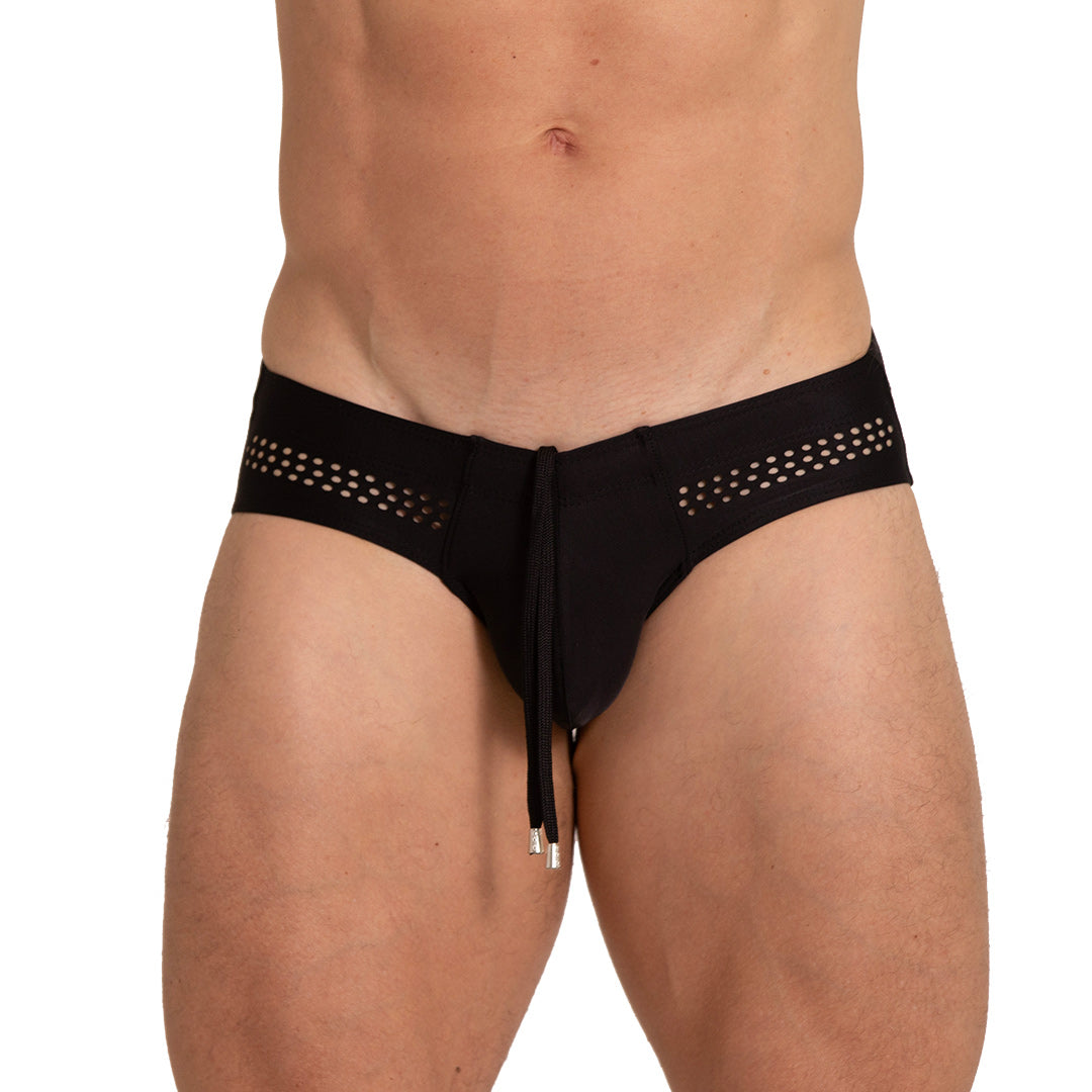 HOLE BLACK SWIM BRIEF - Black swimsuit for men with holes
