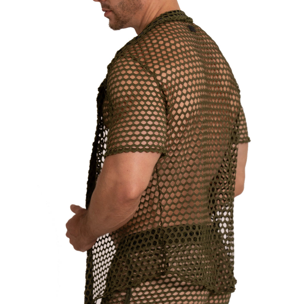 HOLE GREEN SHIRT - Men's green Shirt, Beach Shirt, Beach Shirt with holes