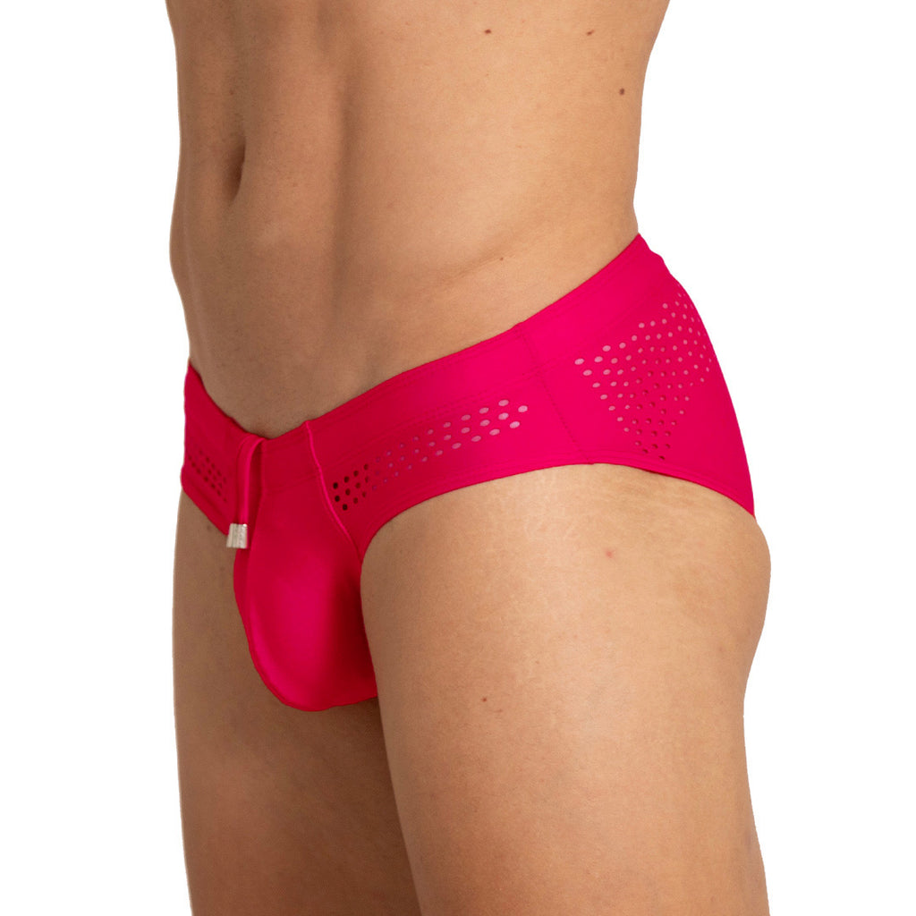 HOLE RED SWIM BRIEF - Red swimsuit for men with holes